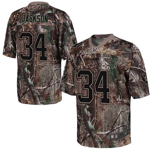 Men's Limited Bo Jackson Nike Jersey Camo - #34 Realtree NFL Oakland Raiders